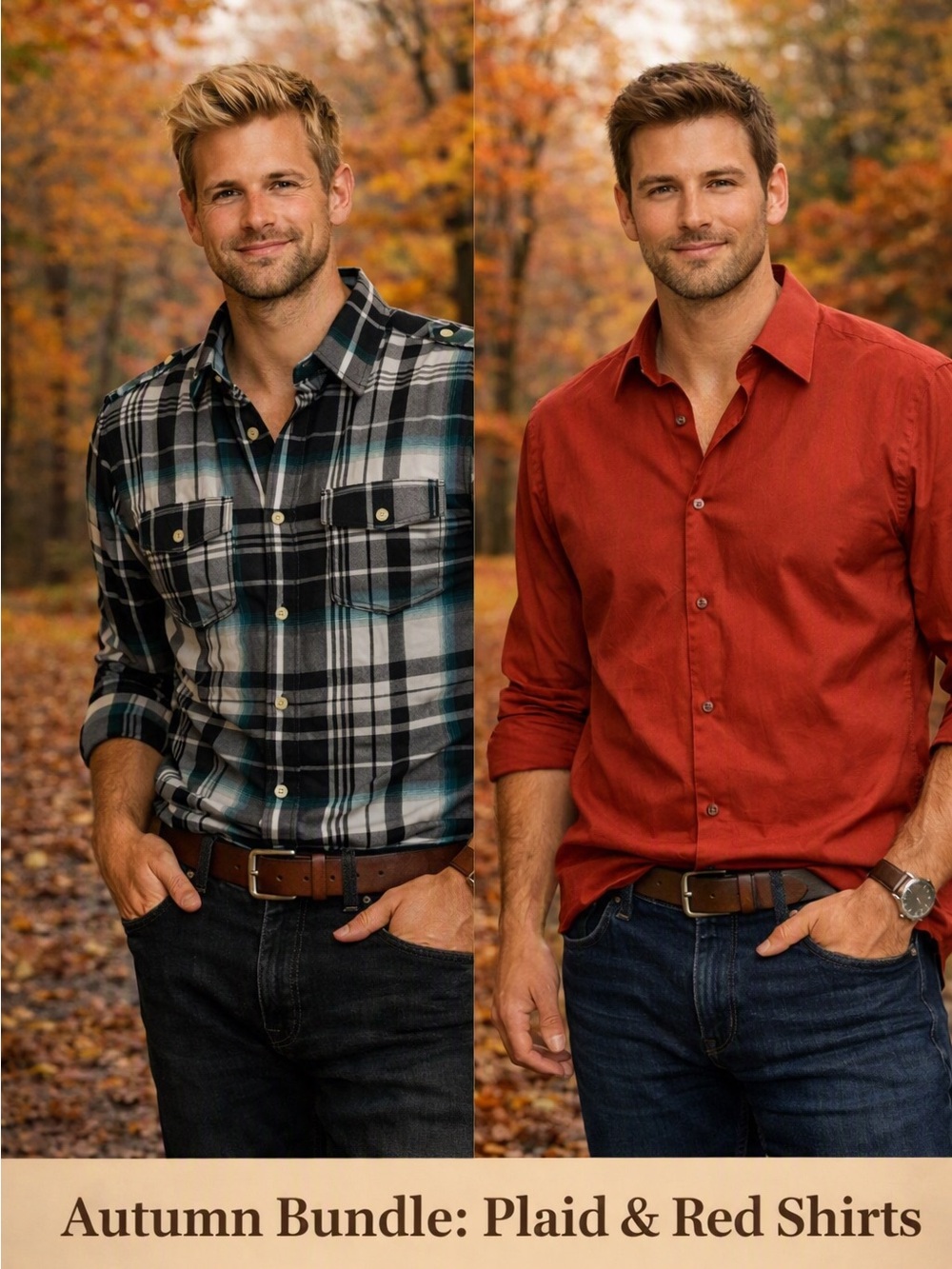 Express Plaid +Red Shirt Set (Small)